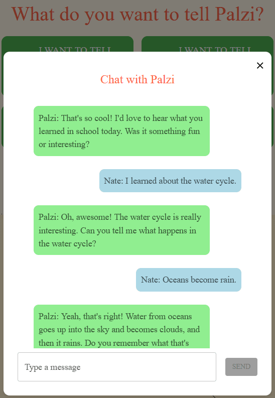 Chat interface displayed on a device